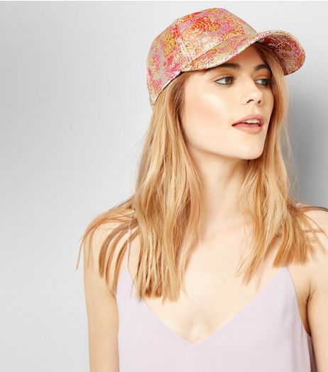 White Floral Jaquard Cap | New Look