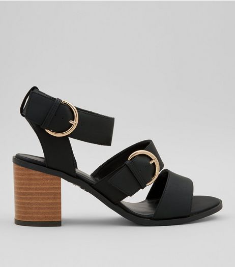 Teens Black Buckle Strap Heeled Sandals | New Look