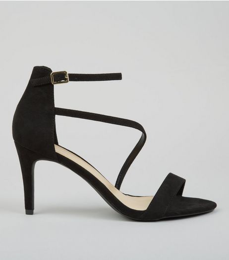 Black Suedette Strappy Heeled Sandals | New Look