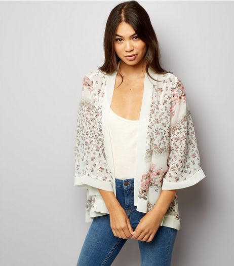 Mela Floral Print 3/4 Sleeve Kimono | New Look