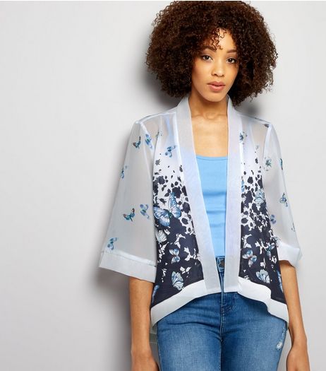 Mela Navy Butterfly Print Kimono | New Look