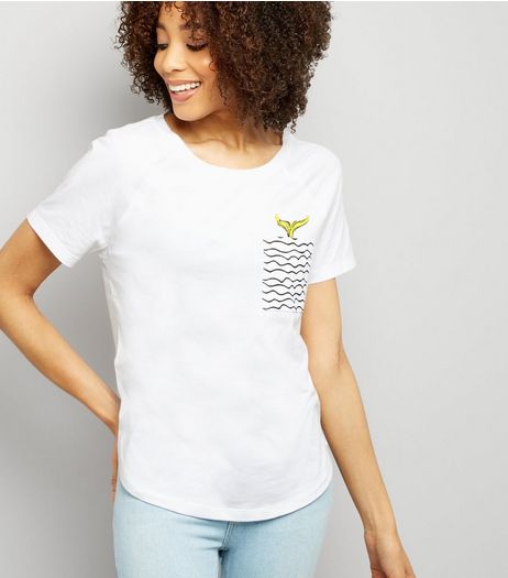 Noisy May White Mermaid Pocket T-Shirt | New Look