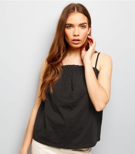 Black Frill Trim Cami Top | New Look
