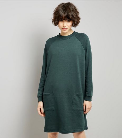Noisy May Dark Green Double Pocket Jumper Dress | New Look