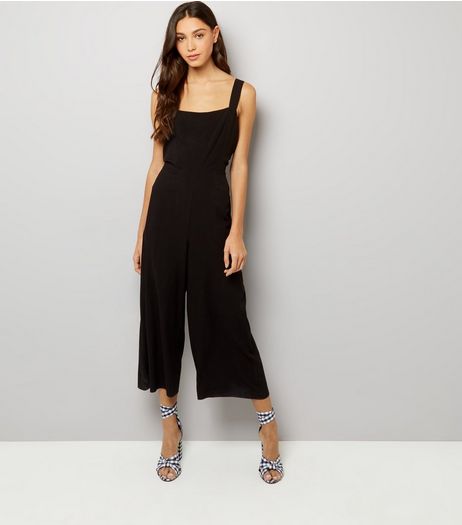 Black Tie Back Cropped Jumpsuit | New Look