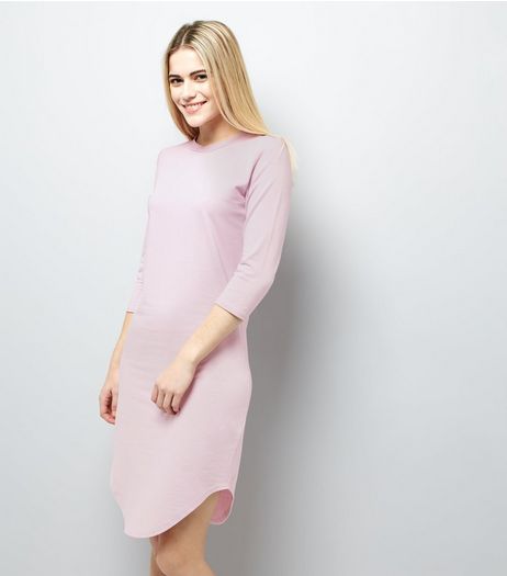 Lilac 3/4 Sleeve Curved Hem Dress | New Look