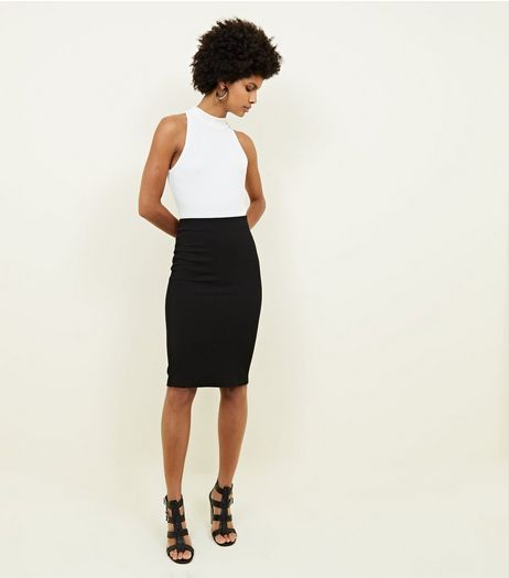 Black Textured Pencil Skirt | New Look