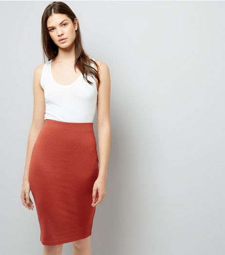 Brown Textured Pencil Skirt | New Look