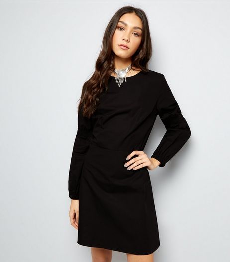 Black Balloon Sleeve Dress | New Look