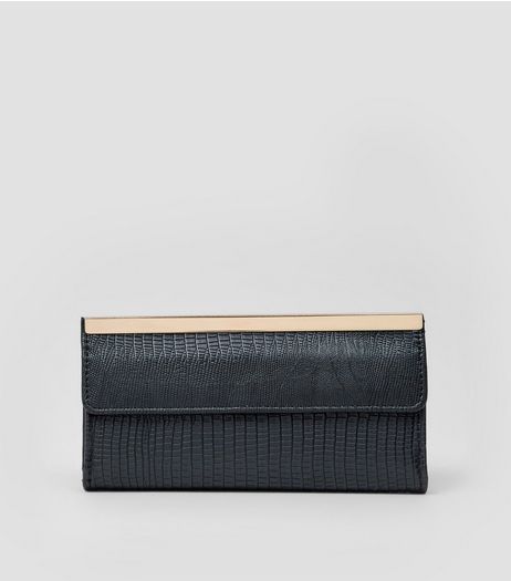 Black Snakeskin Texture Purse | New Look