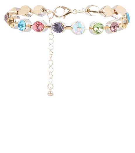 Gold Multi Coloured Stone Bracelet | New Look