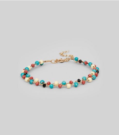 Teal Beaded Anklet | New Look