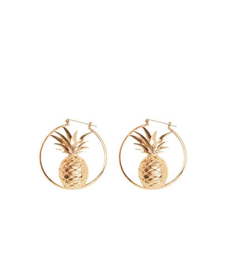 Gold Pineapple Hoop Earrings | New Look