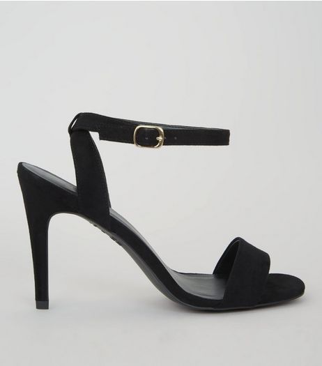 Black Suedette Ankle Strap Heels | New Look