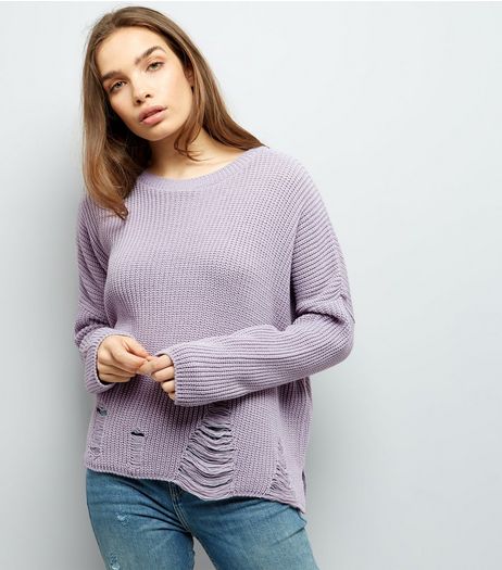 Tall Lilac Ladder Knit Hem Jumper | New Look