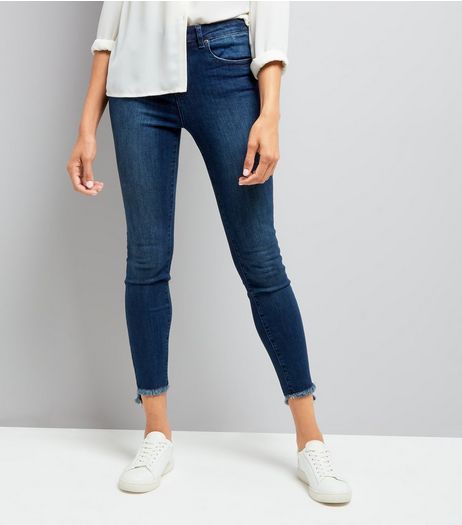 Pale Blue Fray Hem Skinny Jenna Jeans | New Look