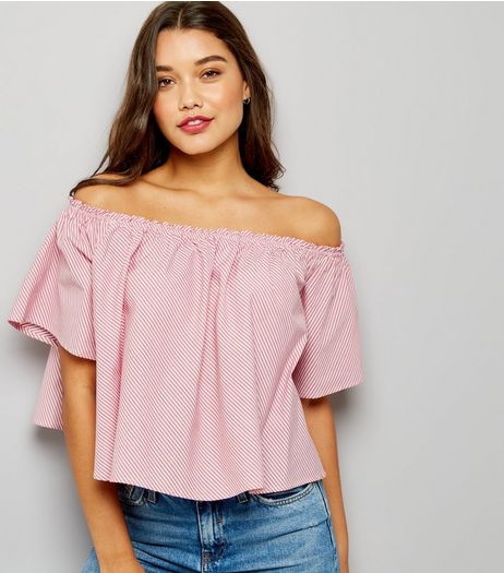 Tall Red Stripe Bardot Neck Top | New Look