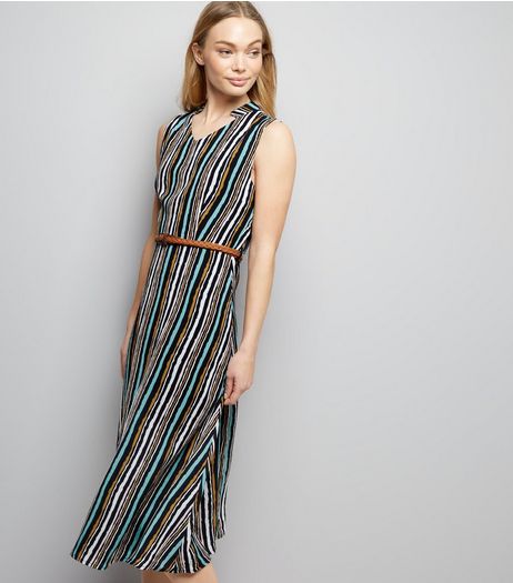 Mela Multicoloured Stripe Midi Dress | New Look