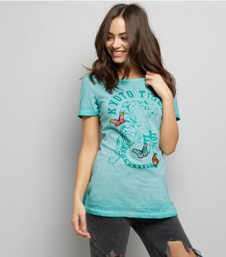 Brave Soul Green Tiger Print T-Shirt | New Look