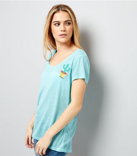 Brave Soul Mint Green Cactus Print Short Sleeve T-Shirt | New Look