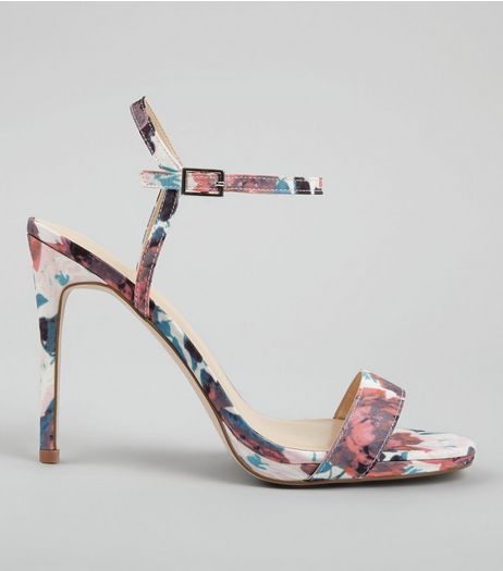 Pink Floral Print Heeled Sandals | New Look