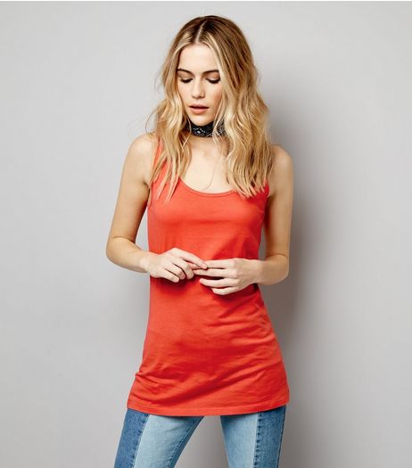 Orange Scoop Neck Vest | New Look