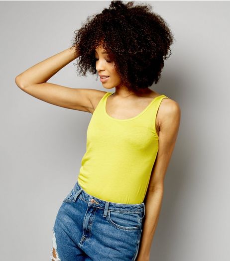 Neon Yellow Scoop Neck Vest | New Look