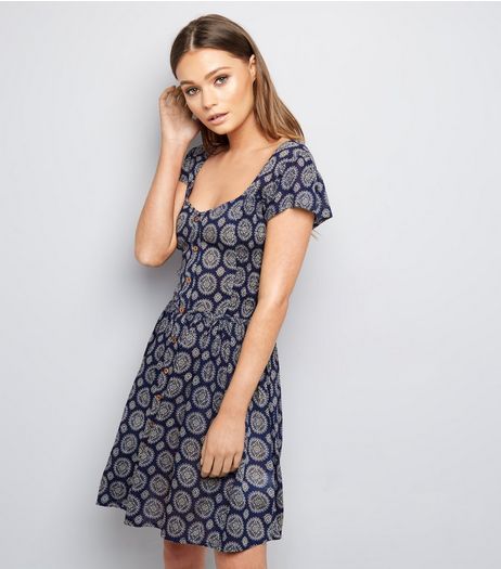 Brave Soul Blue Abstract Print Tunic Dress | New Look