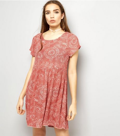 Brave Soul Pink Abstract Print Smock Dress | New Look