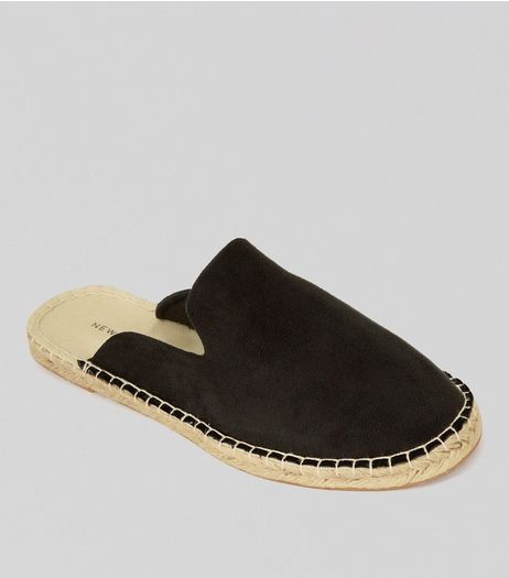 Black Suedette Espadrille Mules | New Look