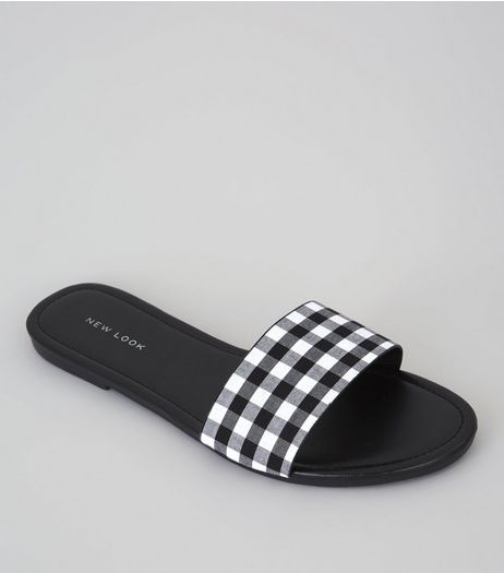 Black Gingham Mules | New Look