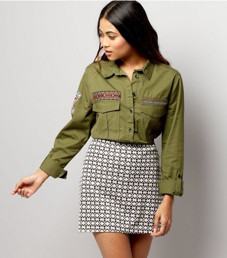 Petite Cream Jacquard Mini Skirt | New Look