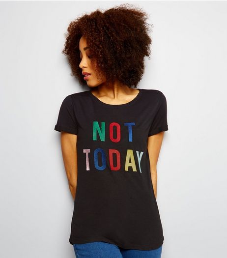 JDY Black Slogan Print T-Shirt | New Look