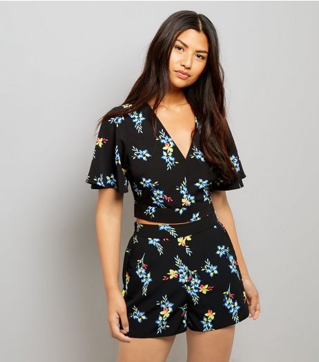 Tall Black Floral Print High Waisted Shorts | New Look