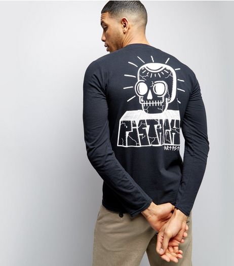 Street Art Collection Black Pistache Skull Print T-Shirt | New Look