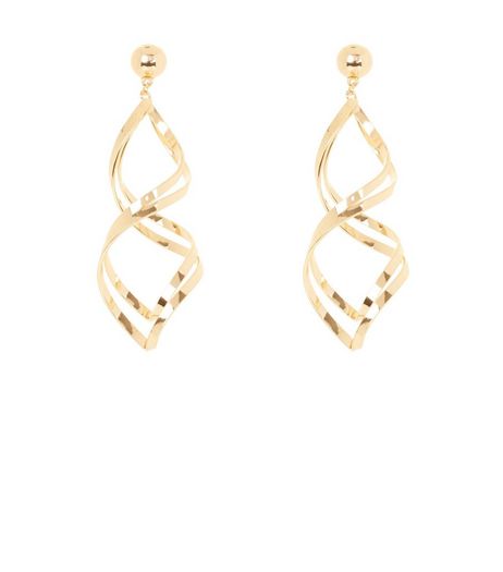 Gold Twist Drop Earrings | New Look