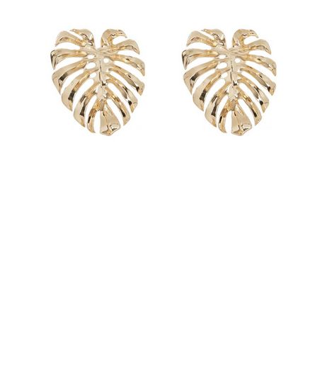 Gold Cheese Plant Stud Earrings | New Look