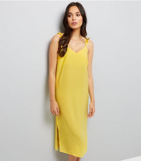 Yellow Frill Trim Strap Slip Dress | New Look