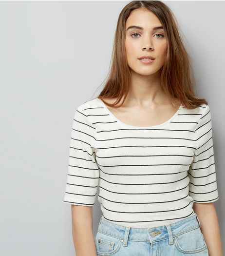 JDY Black Stripe 1/2 Sleeve Top | New Look