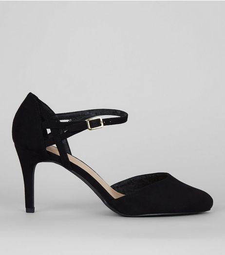 Wide Fit Black Comfort Ankle Strap Heels | New Look