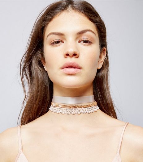 3 Pack Pink and Gold Chokers | New Look