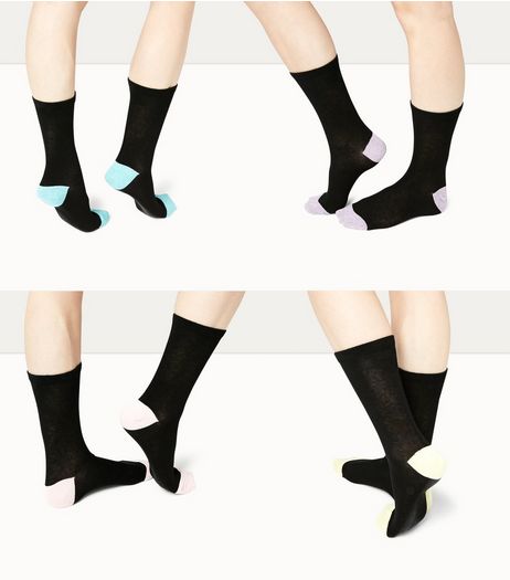 4 Pack Black Marl Trim Ankle Socks | New Look