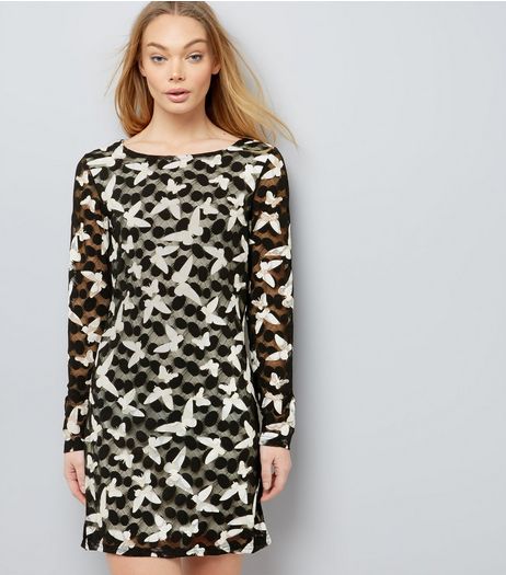 Mela Black Butterfly Lace Bodycon Dress | New Look