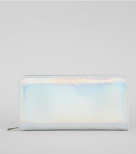 Blue Iridescent Zip Around Purse | New Look