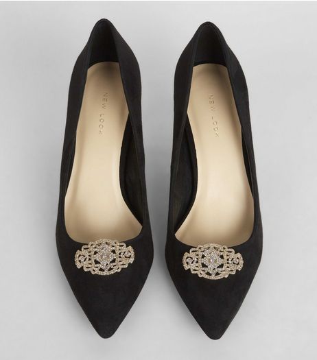 Gold Crystal Detail Filigree Shoe Clips | New Look