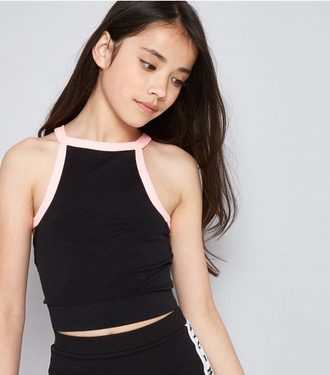 Teens Black Contrast Trim Seamless Cami | New Look
