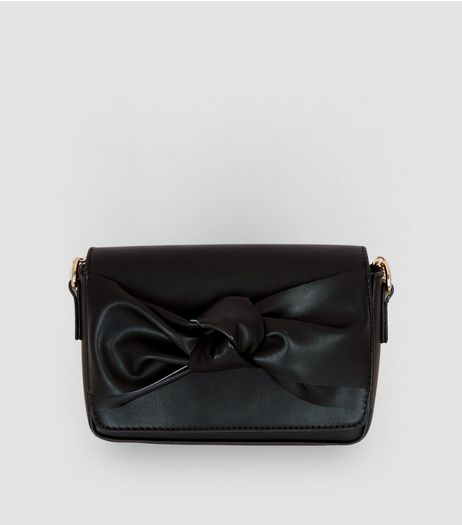 Black Bow Front Clutch Bag | New Look