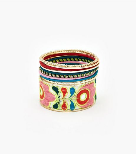 Neon Embroidered Multi Bangle Pack | New Look