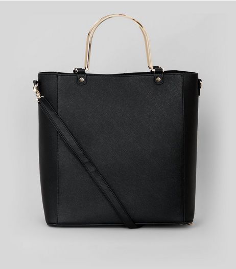 Black Metal Handle Shopper Bag | New Look
