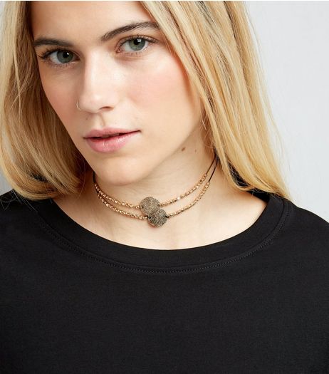2 Pack Gold Layered Disc Chokers | New Look